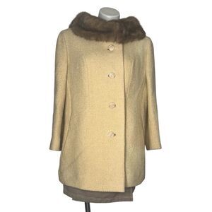ROTHMOOR Wool Coat Fur Collar Lined 60s 70s VINTAGE Fits Size Medium